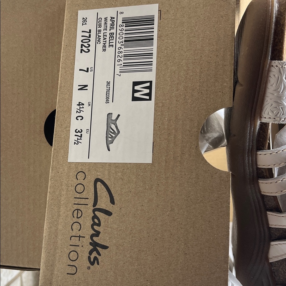 Clarks White Leather Sandals - Picture 2 of 2